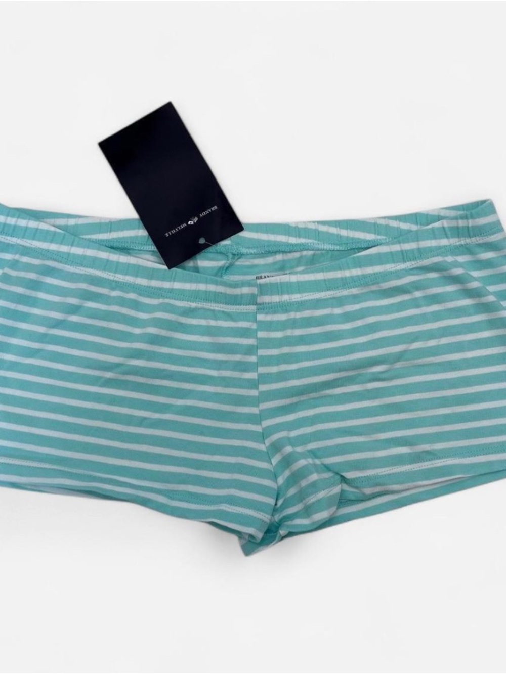 Brandy Melville turquoise and white striped mini short boxers